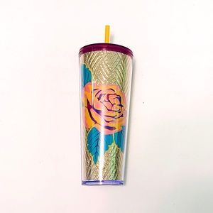 Starbucks tumbler gold quilted rose cup